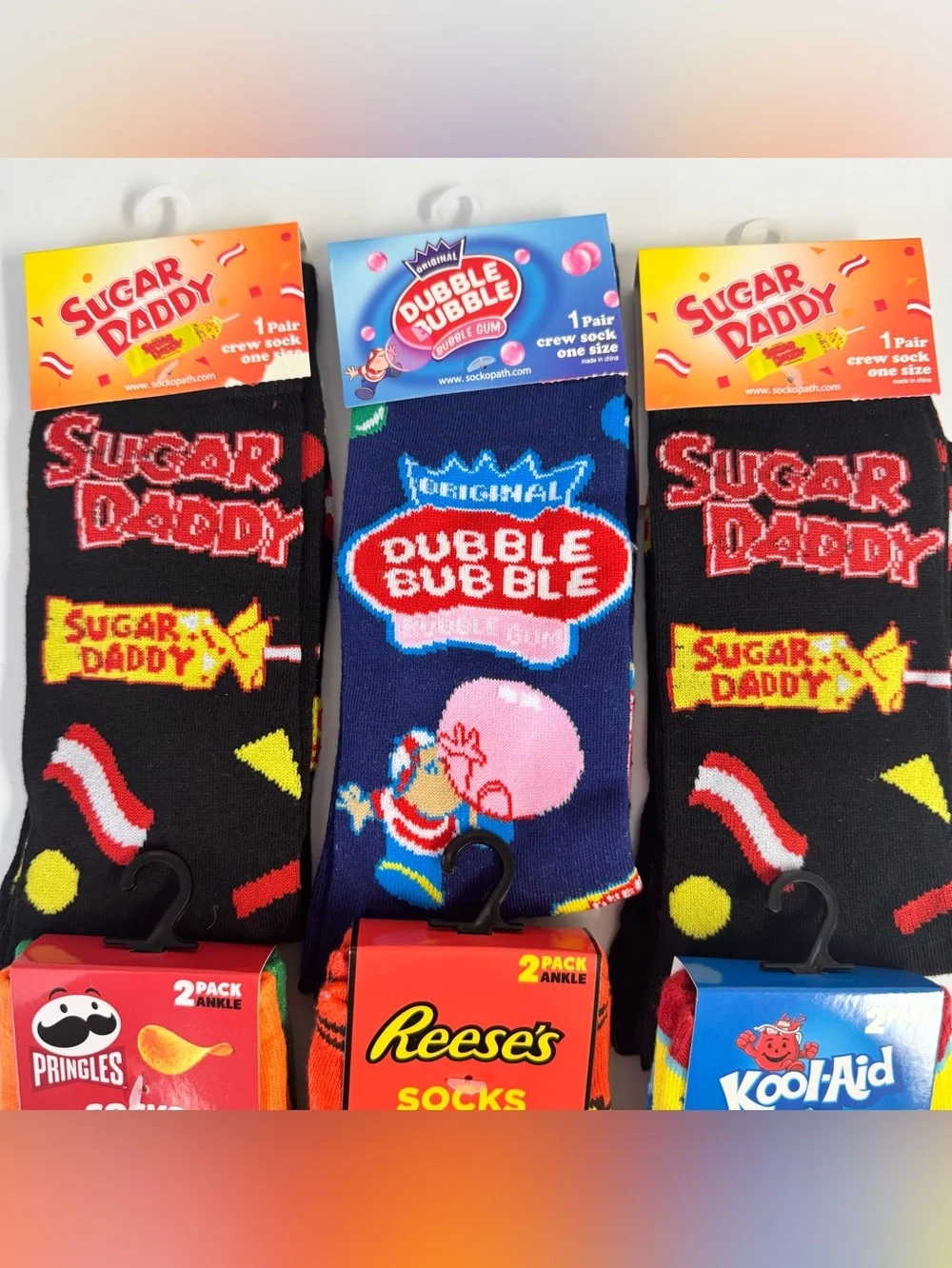 Novelty Socks Lot of 9 Pringles Reese’s Koolaid Sugar Daddy Dubble Bubble NWT